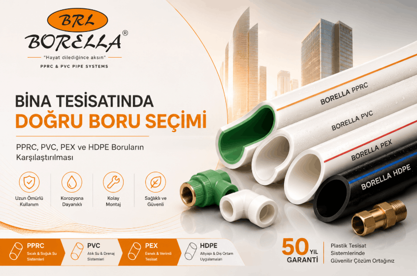 Bina Tesisat Sistemlerinde Doğru Boru Seçimi: PPRC, PVC, PEX ve HDPE Boruların Karşılaştırılması